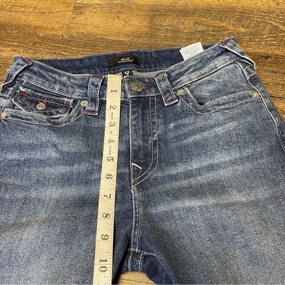 True Religion Billie Mid Rise Straight Jeans Pink Stitch Pockets Women’s 28x33 - Picture 7 of 11